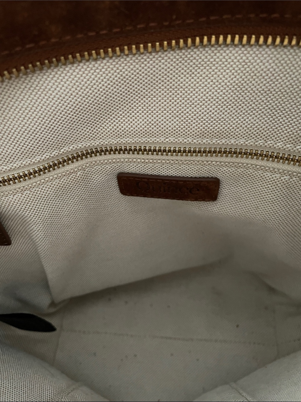 Quince Italian Suede Crossbody Bucket Bag in Whiskey Brown - Picture 9 of 14